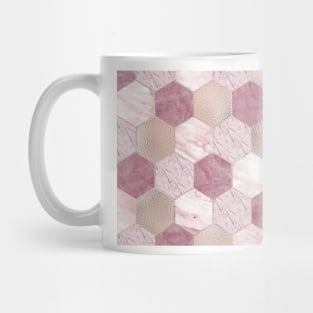 Carnation pink rose gold foil - marble hexagons Mug